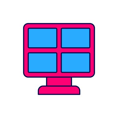 Beyaz arkaplanda izole edilmiş ana hatlı Güneş enerjisi simgesi. Vektör