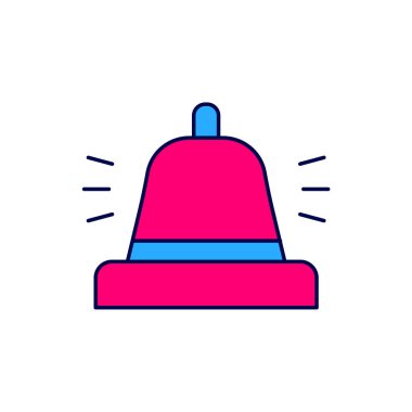 Doldurulmuş otelin servis çanı simgesi beyaz arkaplanda izole edildi. Resepsiyon zili. Vektör