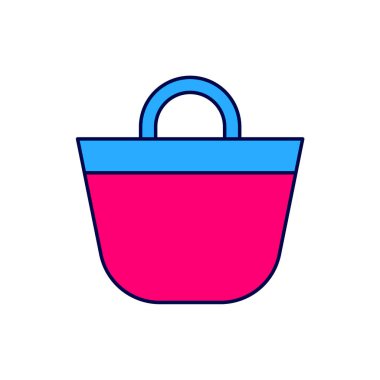 Filled outline Beach bag icon isolated on white background.  Vector