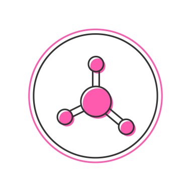 Doldurulmuş Molekül simgesi beyaz arkaplanda izole edildi. Kimya moleküllerinin yapısı, fen öğretmenlerinin yenilikçi eğitim posteri. Vektör