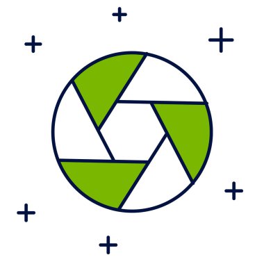 Doldurulmuş ana hat kamera deklanşör simgesi beyaz arkaplanda izole edildi. Vektör