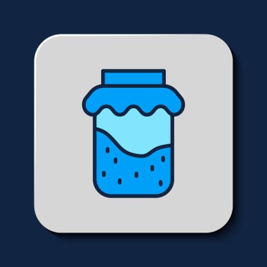 Doldurulmuş Jam kavanozu simgesi mavi arkaplanda izole edildi. Vektör