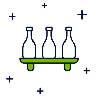 Beyaz arka planda izole edilmiş bir şişe şarap ikonu. Şarap çeşitleri. Vektör