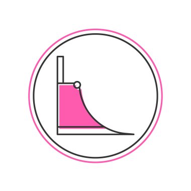 Doldurulmuş ana hatlı Paten Parkı simgesi beyaz arkaplanda izole edildi. Rampa seti, paten parkı için merdiven. Olağanüstü bir spor. Vektör