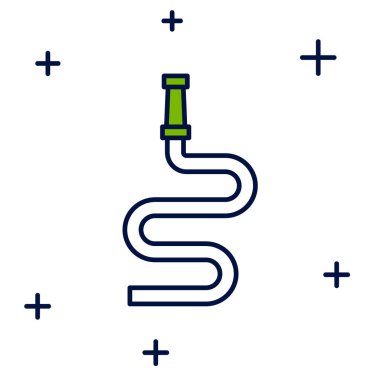 Beyaz arka planda izole edilmiş ana hatlı itfaiye hortumu makarası simgesi. Vektör