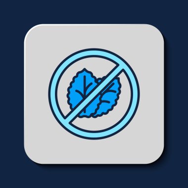 Mavi arka planda izole edilmiş tütün yaprağı simgesi yok. Tütün yaprakları. Vektör