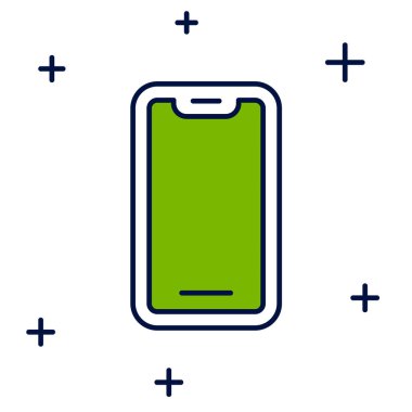 Doldurulmuş Smartphone, beyaz arkaplanda izole edilmiş cep telefonu simgesi. Vektör