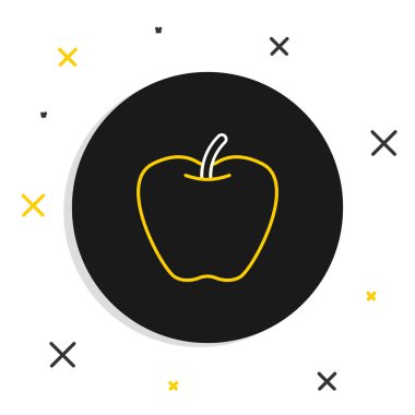 Apple çizgi simgesi beyaz arkaplanda izole edildi. Fazla kilolu. Sağlıklı diyet menüsü. Fitness diyeti elması. Renkli taslak konsepti. Vektör