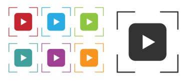 Black Camera focus frame line icon isolated on white background. Set icons colorful. Vector