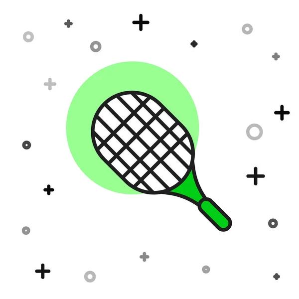 Contour Rempli Raquette Tennis Icône Isolée Sur Fond Blanc Équipement — Image vectorielle