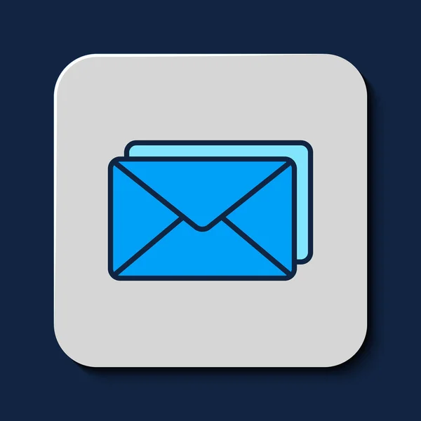 填充轮廓信封图标孤立在蓝色背景 电子邮件信件符号 — 图库矢量图片