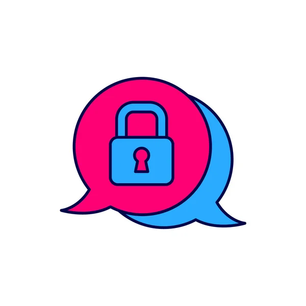 Filled Outline Cyber Security Icon Isolated White Background Closed Padlock — Stock Vector