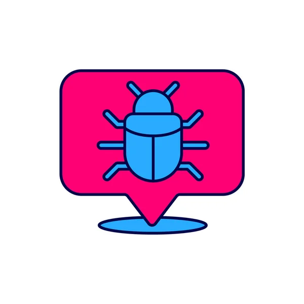 Filled Outline System Bug Concept Icon Isolated White Background Code — ストックベクタ