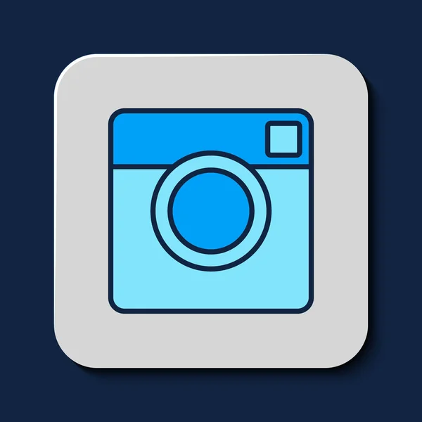 Заполненный Контур Иконка Фотокамеры Изолированы Синем Фоне Фотокамера Цифровая Фотография — стоковый вектор