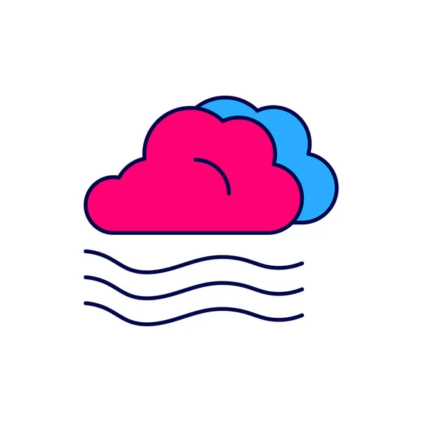 Filled Outline Windy Weather Icon Isolated White Background Cloud Wind — 스톡 벡터