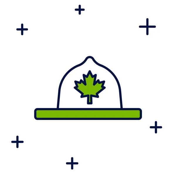 Fylld Kontur Kanadensiska Ranger Hatt Uniform Ikon Isolerad Vit Bakgrund — Stock vektor