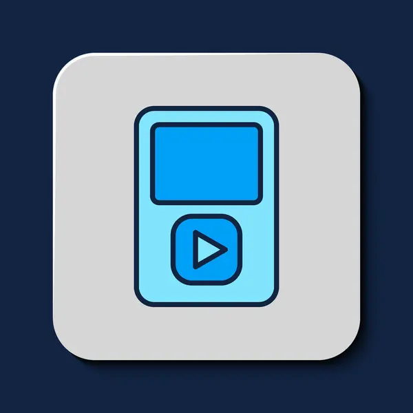 Filled Outline Music Player Icon Isolated Blue Background Portable Music — Stockvektor