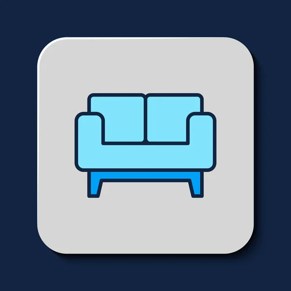 Filled Outline Sofa Icon Isolated Blue Background Vector — Stockový vektor