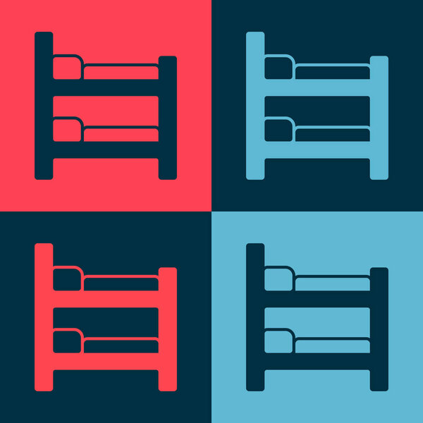 Pop art Bunk bed icon isolated on color background.  Vector