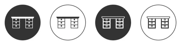 Ikona Černého Stolu Office Izolovaná Bílém Pozadí Kruhové Tlačítko Vektor — Stockový vektor
