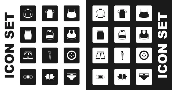 Set Top Corte Femenino Camiseta Interior Falda Jersey Polo Botón — Vector de stock