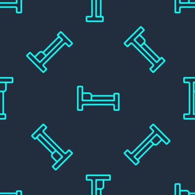 Yeşil çizgi yatak simgesi mavi arkaplandaki kusursuz deseni izole etti. Vektör