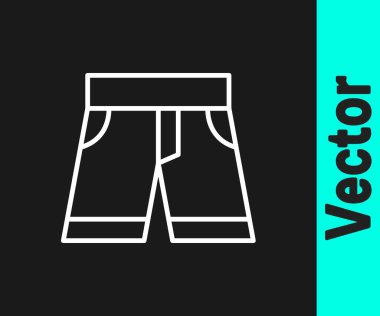 White line Short or pants icon isolated on black background.  Vector