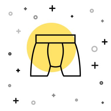 Black line Men underpants icon isolated on white background. Man underwear. Random dynamic shapes. Vector