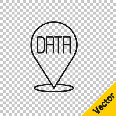 Siyah çizgi veri analiz simgesi şeffaf arkaplanda izole edildi. İş veri analizi süreci, istatistik. Çizelgeler ve diyagramlar. Vektör