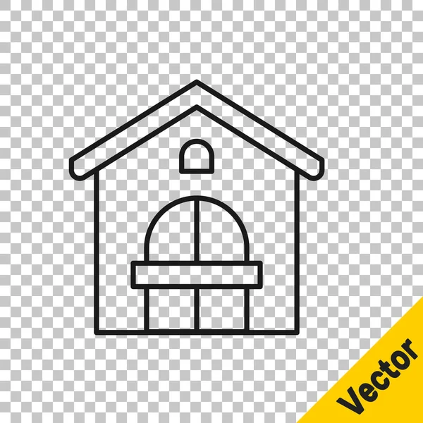 Schwarze Linie Bauernhaus Symbol Isoliert Auf Transparentem Hintergrund Vektor — Stockvektor