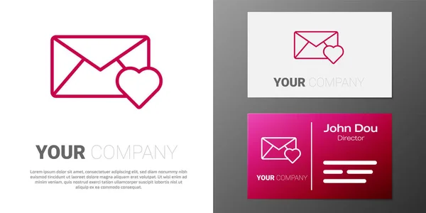 Logotype Lijn Envelop Met Valentine Hart Pictogram Geïsoleerd Witte Achtergrond — Stockvector