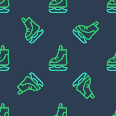Line Skates simgesi mavi arkaplanda izole edilmiş pürüzsüz desen. Buz pateni ayakkabısı ikonu. Kılıçlı spor botlar. Vektör