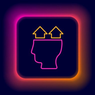 Parlayan neon çizgisi İnsan simgesi kullanıcısı siyah arkaplanda izole edildi. İş simgesi kullanıcı profili simgesi simgesi. Erkek kullanıcı işareti. Renkli taslak konsepti. Vektör