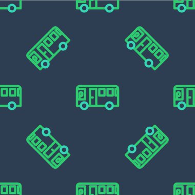 Satır Bus simgesi mavi arkaplanda izole edilmiş pürüzsüz desen. Ulaşım konsepti. Otobüs turu tabelası. Turizm ya da kamu aracı sembolü. Vektör