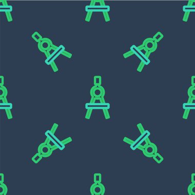 Çizgi Çizim pusula simgesi mavi arkaplanda izole edilmiş kusursuz desen. Pusula işareti. Çizim ve eğitim araçları. Geometrik alet. Vektör