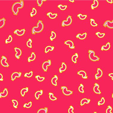 İnsan midesi simgesi kırmızı arkaplanda izole edilmiş. Vektör