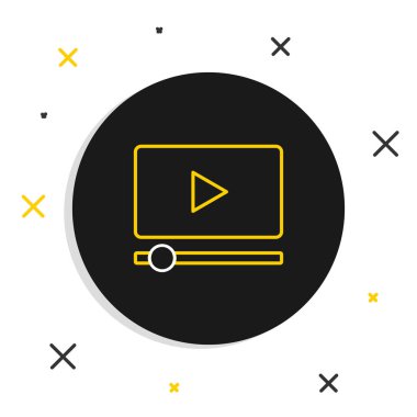 Line Online video simgesi beyaz arkaplanda izole edildi. Oyun işaretli film şeridi. Renkli taslak konsepti. Vektör