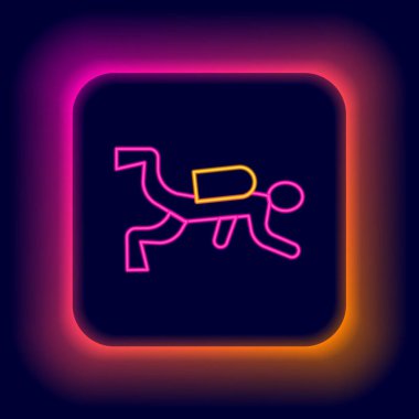 Parlayan neon hattı dalgıç simgesi siyah arkaplanda izole edildi. Renkli taslak konsepti. Vektör