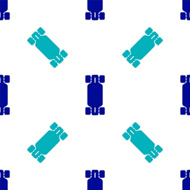 Mavi Longboard ya da kaykay kruvazörü ikonu beyaz arka planda izole edilmiş pürüzsüz desen. Olağanüstü bir spor. Spor malzemeleri. Vektör