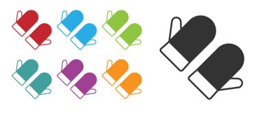 Black Christmas mitten icon isolated on white background. Merry Christmas and Happy New Year. Set icons colorful. Vector