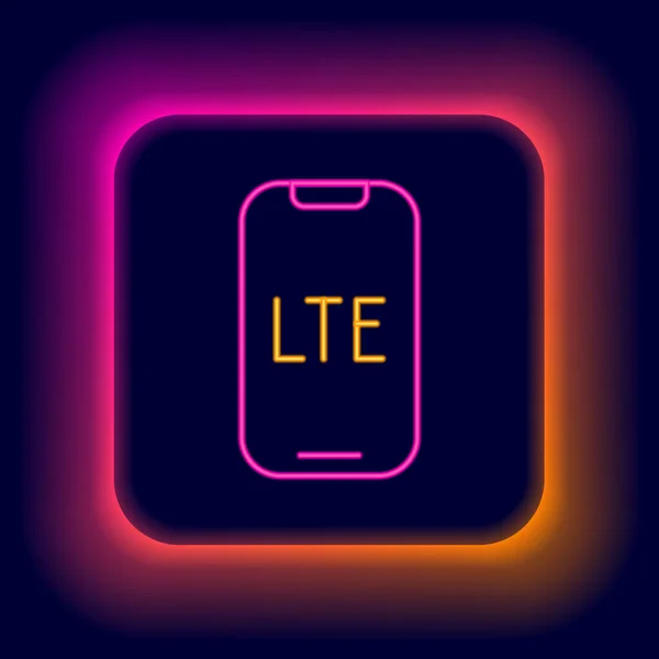 Glowing Neon Line Lte Network Icon Isolated Black Background Colorful — Stock Vector