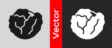 Şeffaf arkaplanda siyah taze lahana sebze ikonu var. Vektör