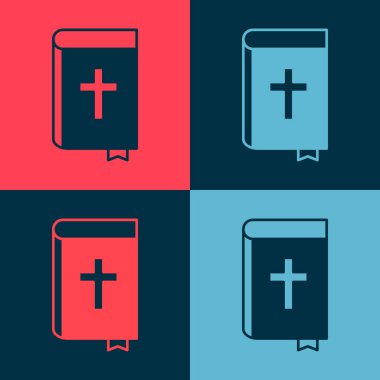 Pop Art Kutsal Kitap ikonu renk arkaplanında izole edilmiş. Vektör