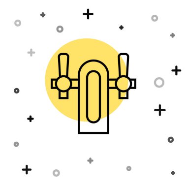 Beyaz arkaplanda siyah çizgi bira ikonu izole edildi. Rastgele dinamik şekiller. Vektör