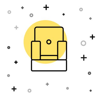 Siyah çizgi sinema koltuğu simgesi beyaz arkaplanda izole edildi. Rastgele dinamik şekiller. Vektör