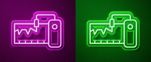 Glowing Neon Line Electrical Measuring Instrument Icon Isolated Purple Green — Stock Vector