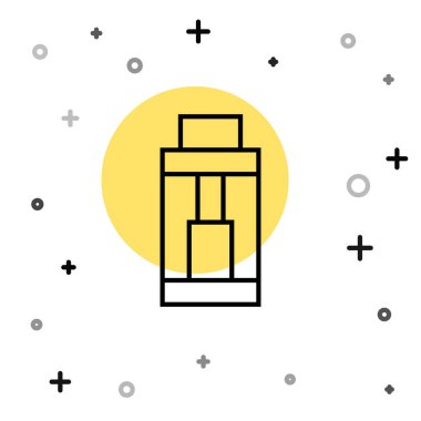 Siyah çizgi Vape mod aygıt simgesi beyaz arkaplanda izole edildi. Tüttürme aleti. Buharlaştırıcı Cihaz. Rastgele dinamik şekiller. Vektör