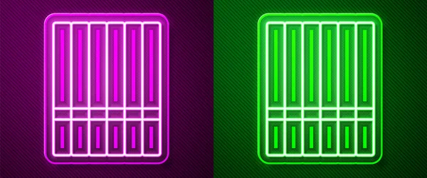 Glowing Neon Line Cigarette Icon Isolated Purple Green Background Tobacco — Stock Vector