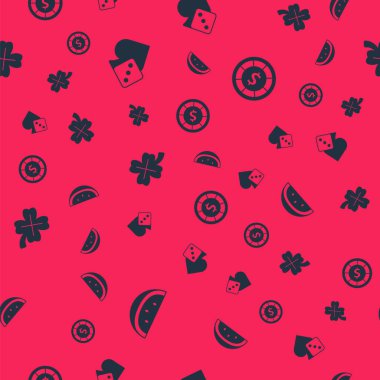 Kumarhane kumar makinesini karpuz, zar, yonca ve yonca ile kusursuz bir şablona ayarlayın. Vektör