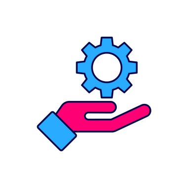 Beyaz arkaplanda izole edilmiş el simgesindeki ana hatlar ayarları. Vektör